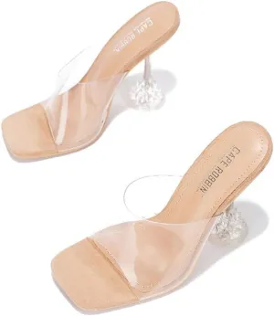 Cape Robbin Women's Peep Toe Clear Transparent Slip On Mules Heels-Ahmee