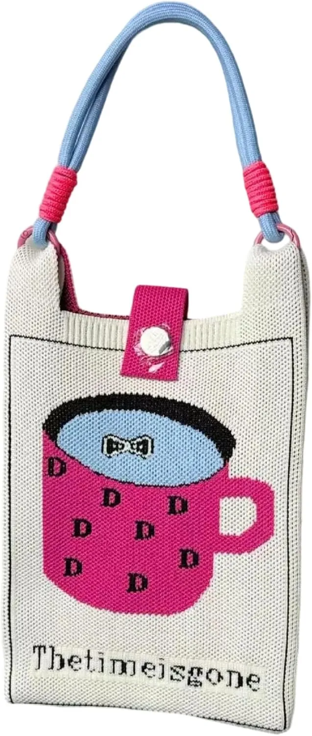 Cartoon Knit Phone Bag – Trendy & Versatile Crossbody Bag for Women, Multi-functional Shoulder & Crossbody Bag & Handbag