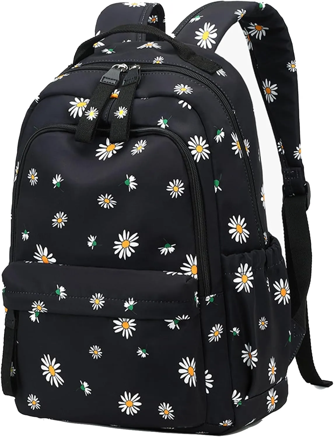 Cat Backpack for Girls School Cute Elementary School Backpacks Students Bookbag for Women (Black Flower)