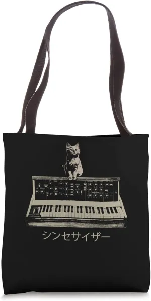 Cat Japanese Modular Synthesizer Keyboard Music Producer Tote Bag