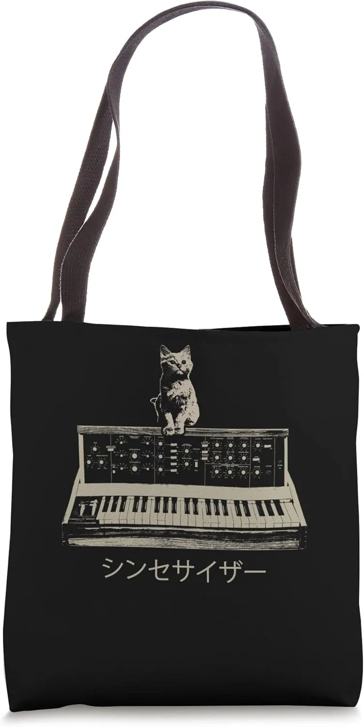 Cat Japanese Modular Synthesizer Keyboard Music Producer Tote Bag