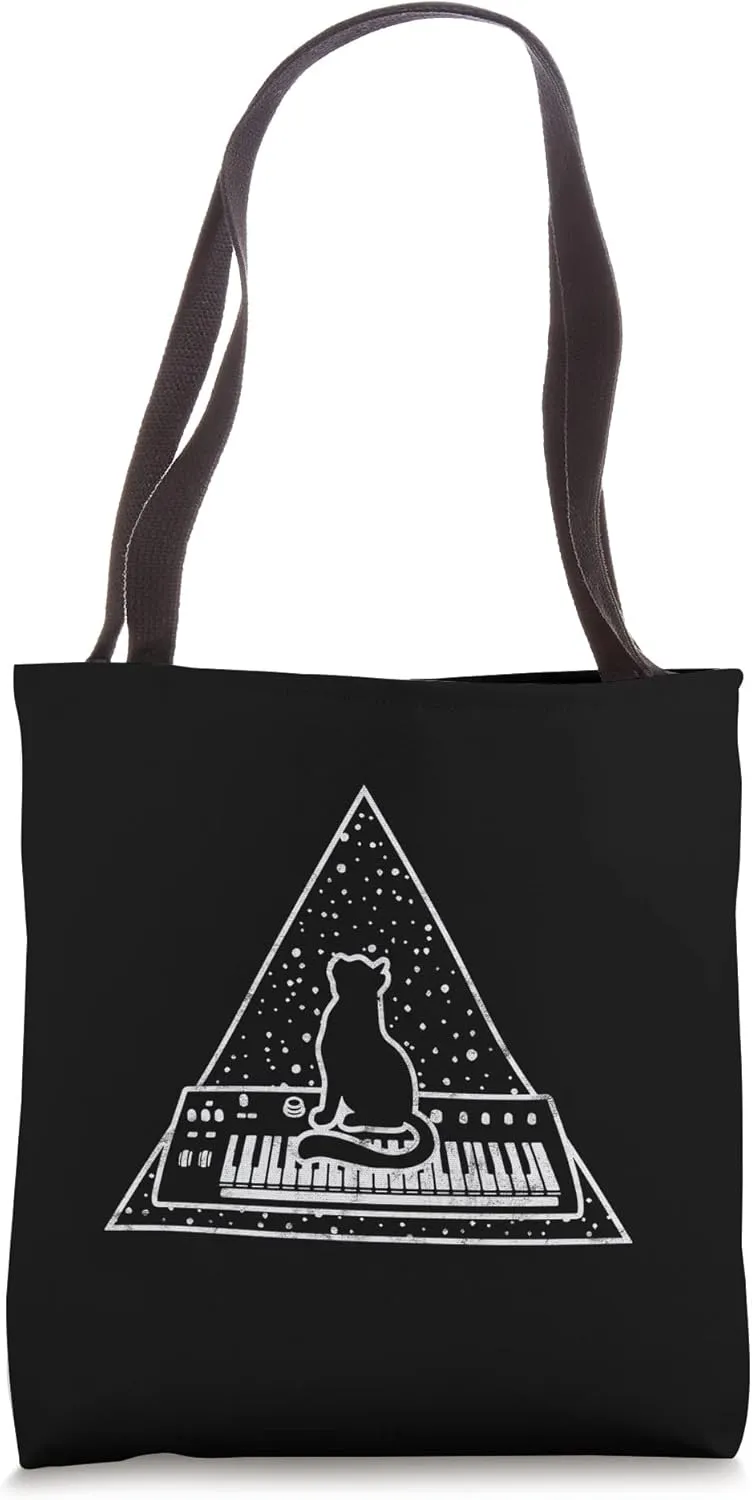 Cat on a Synthesizer Analog Space Synth Modular Gear Nerd Tote Bag