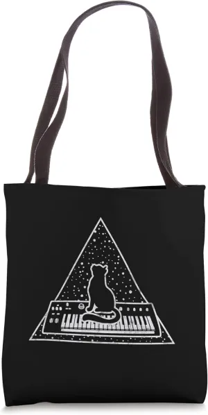 Cat on a Synthesizer Analog Space Synth Modular Gear Nerd Tote Bag