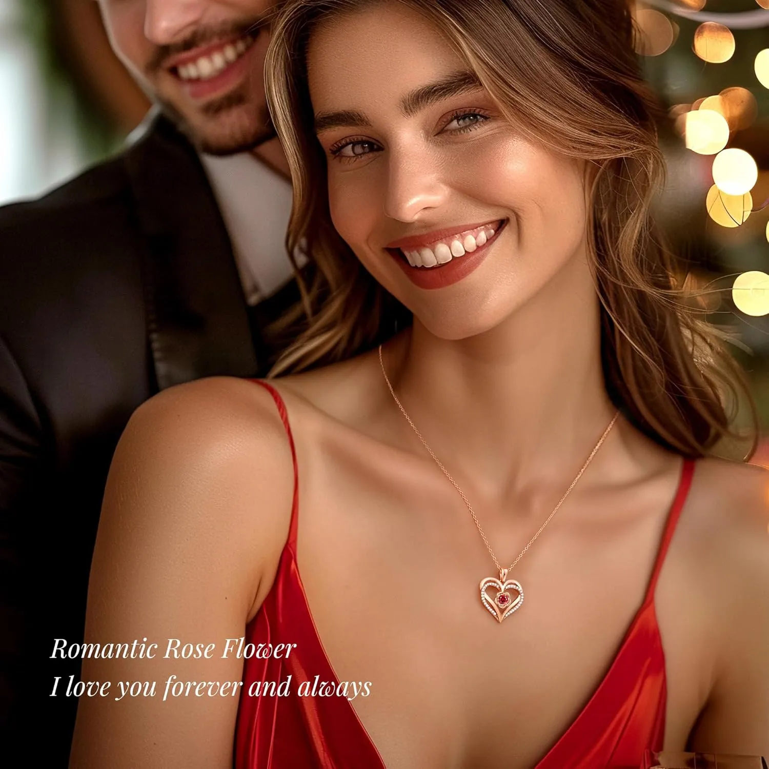 CDE Mothers Day Gifts for Mom, S925 Silver Rose Gold Heart Birthstone Necklaces for Women，Ideal Anniversary or Birthday Jewelry Gifts for Wife Girlfriend Her