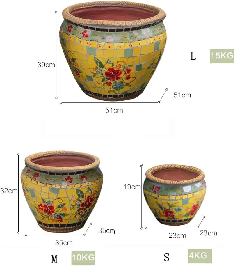 Ceramic Flower pots,Outdoor/Indoor Featured Multi-Size Large Flower Pot Floor Potted Large Bonsai Planter Green Plant Plant Pot Ceramic Flower Pot EUR,C-Small (H M)