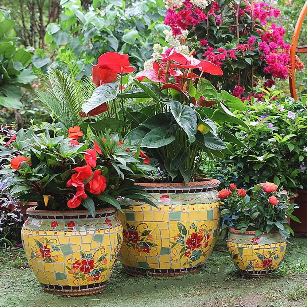 Ceramic Flower pots,Outdoor/Indoor Featured Multi-Size Large Flower Pot Floor Potted Large Bonsai Planter Green Plant Plant Pot Ceramic Flower Pot EUR,C-Small (H M)