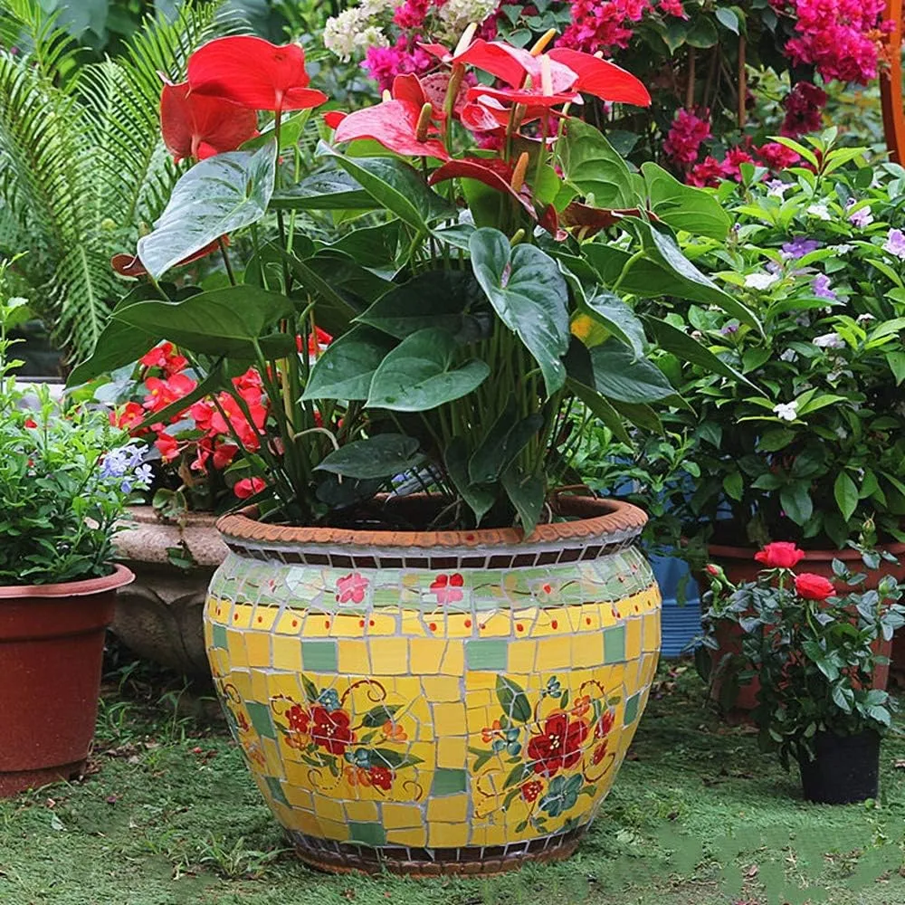Ceramic Flower pots,Outdoor/Indoor Featured Multi-Size Large Flower Pot Floor Potted Large Bonsai Planter Green Plant Plant Pot Ceramic Flower Pot EUR,C-Small (H M)