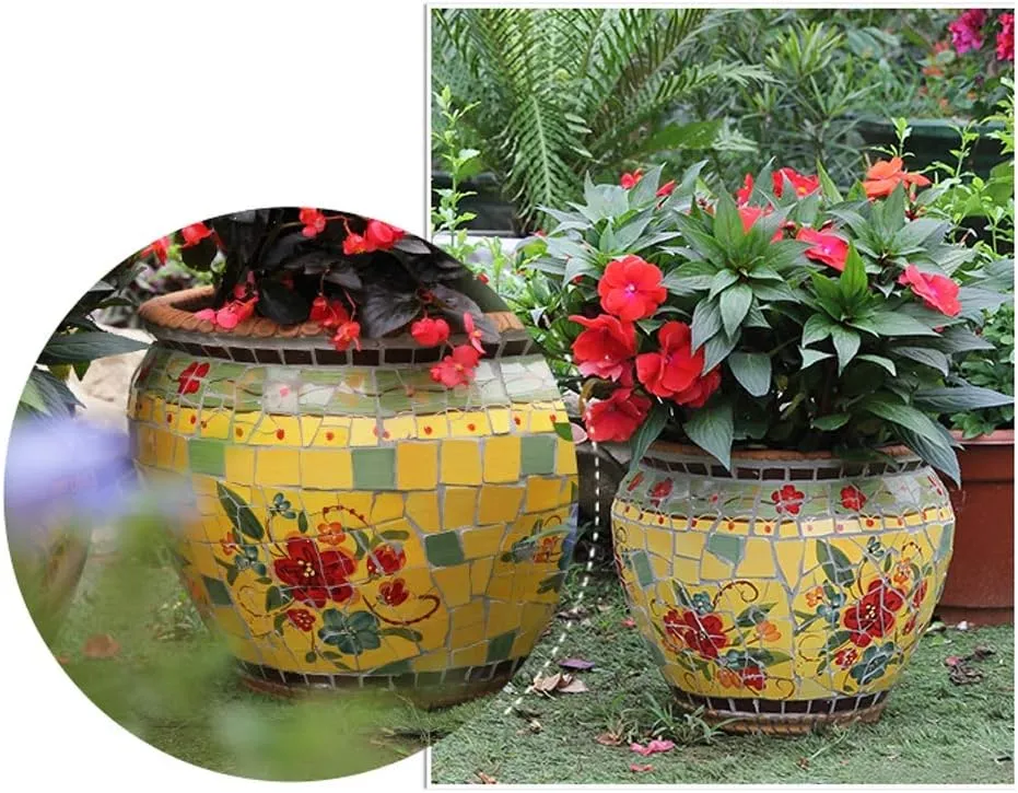 Ceramic Flower pots,Outdoor/Indoor Featured Multi-Size Large Flower Pot Floor Potted Large Bonsai Planter Green Plant Plant Pot Ceramic Flower Pot EUR,C-Small (H M)