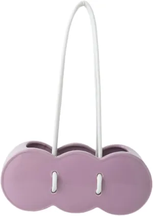 Ceramic Handbag Shaped Vase Purse Bag Flower Vase Unique Cute with Handle Bag Vase Nordic for Dining Table Shelf Farmhouse, Violet
