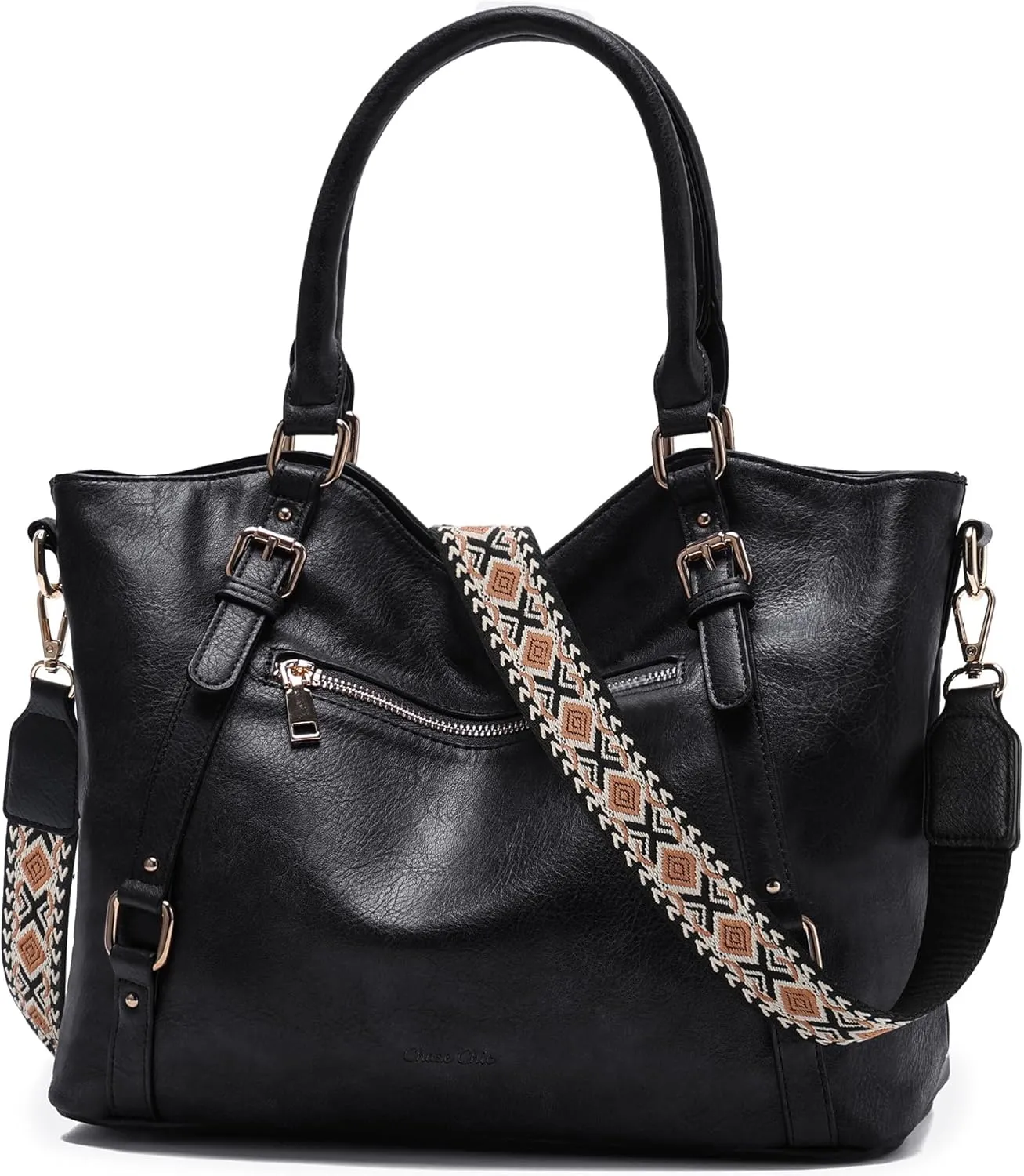 Chase Chic Leather Hobo Bags for Women, Medium Shoulder Purses Handbags Satchel Tote Purse with Crossbody Starp