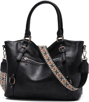 Chase Chic Leather Hobo Bags for Women, Medium Shoulder Purses Handbags Satchel Tote Purse with Crossbody Starp