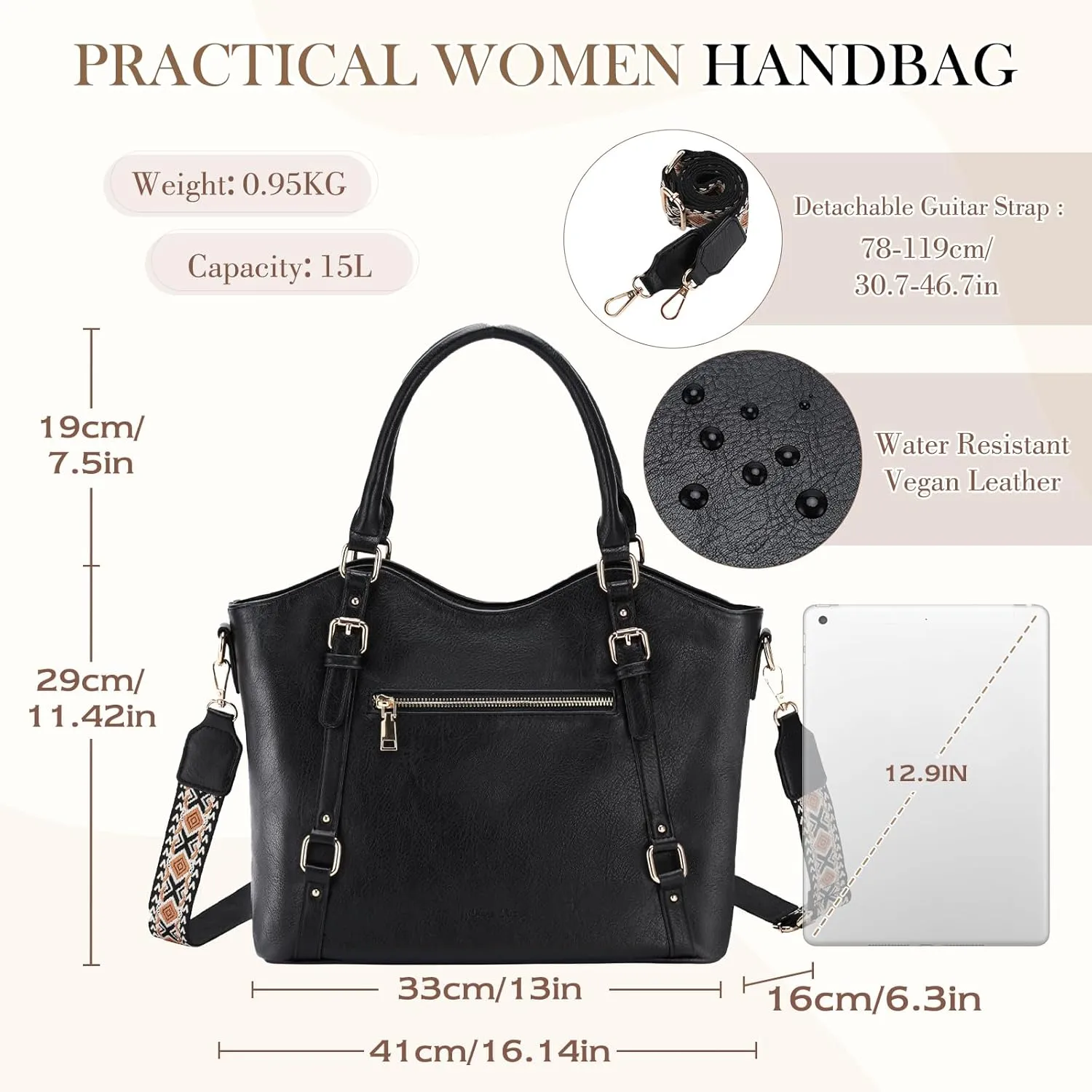 Chase Chic Leather Hobo Bags for Women, Medium Shoulder Purses Handbags Satchel Tote Purse with Crossbody Starp