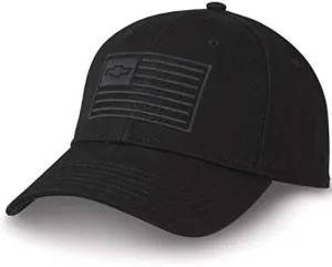 Chevrolet USA Flag Ghost Hat Embroidered Chevy Bowtie Black Patriotic Baseball Cap