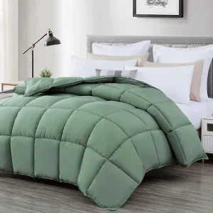 Chezmoi Collection All Season Oversized King Size Down Alternative Comforter - Plush Microfiber Fill - Box Stitch Quilted - Duvet Insert with Corner Tabs (Oversized King, Sage Green)
