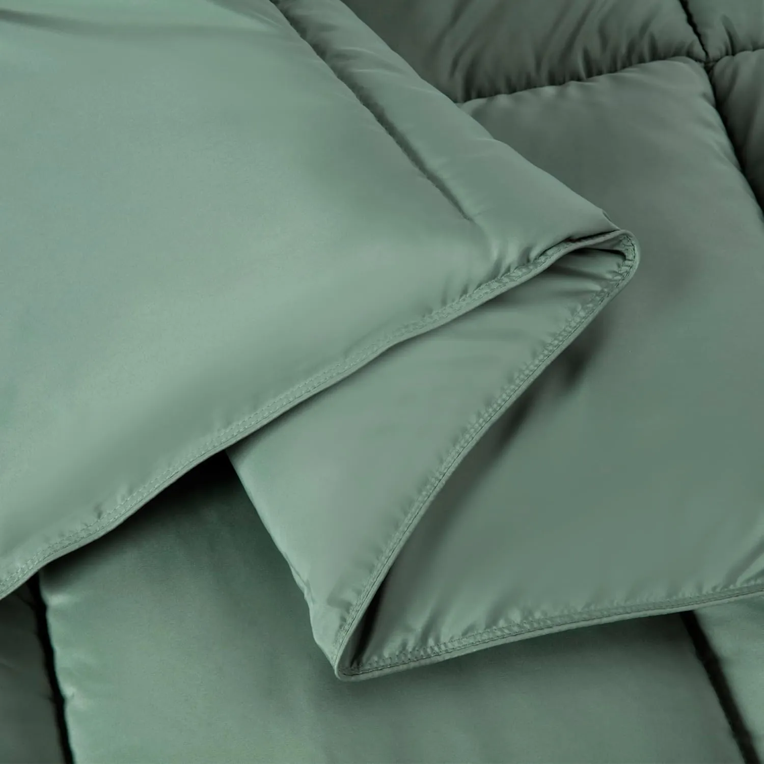 Chezmoi Collection All Season Oversized King Size Down Alternative Comforter - Plush Microfiber Fill - Box Stitch Quilted - Duvet Insert with Corner Tabs (Oversized King, Sage Green)