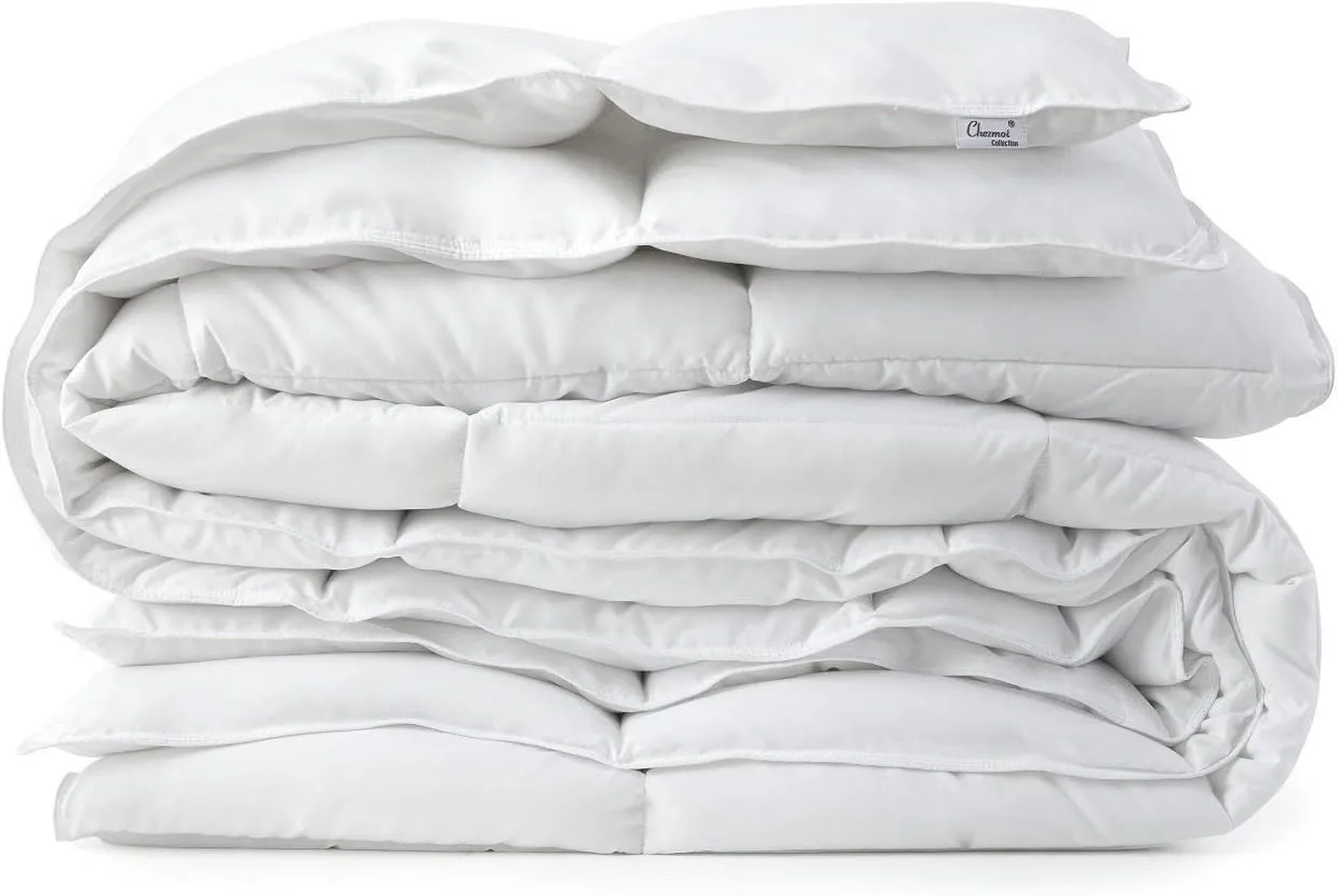 Chezmoi Collection Medium Warmth White Down Alternative Comforter Duvet Insert, Corner Tabs, Queen Size