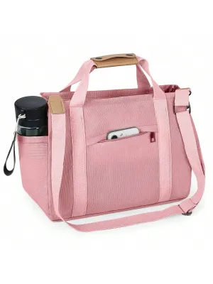 Chic Canvas Tote Bag with Pockets: Stylish Crossbody Shoulder Purse for Work and Travel
