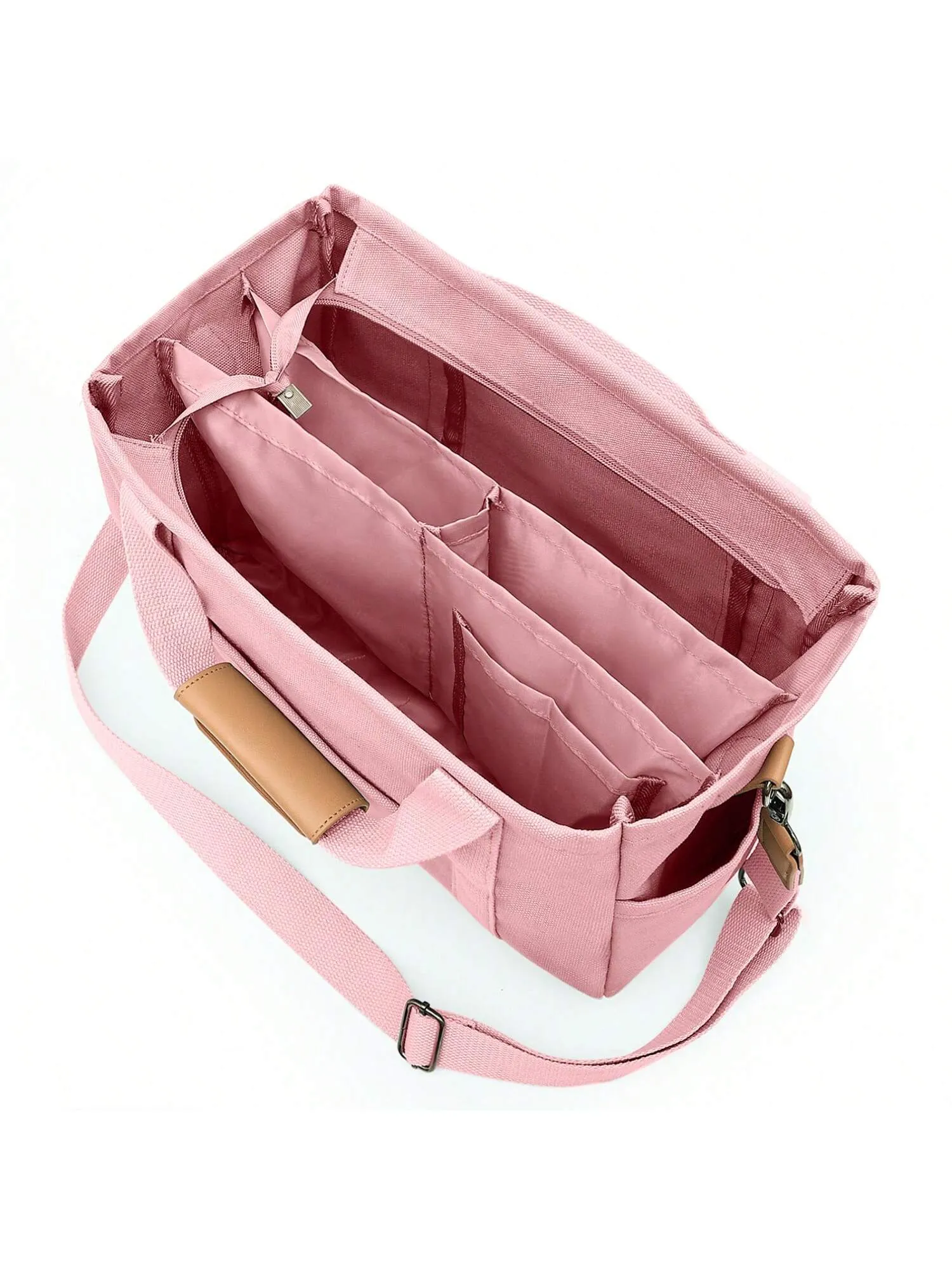 Chic Canvas Tote Bag with Pockets: Stylish Crossbody Shoulder Purse for Work and Travel