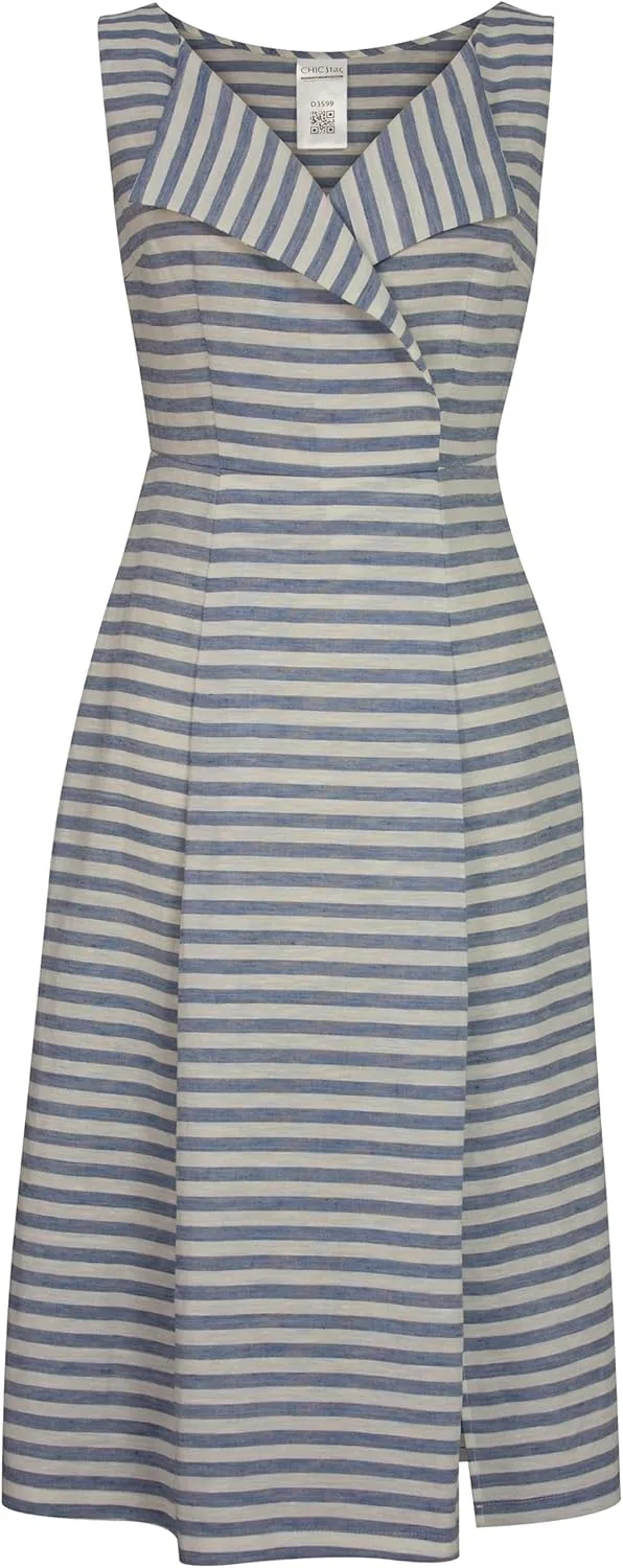CHIC STAR Womens Linen Stripes Dress