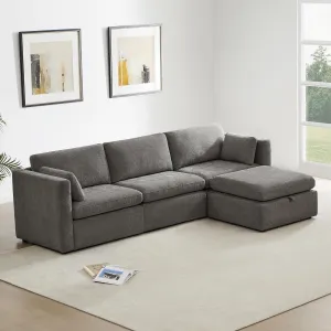CHITA Oversized Modular Sectional Sofa Set, FSC Certified L Shaped Couch with Reversible Chaise,Modular Sectional Couch for Living Room,112 inch Width, 4 Seat Modular Sofa with Storage Ottoman, Grey