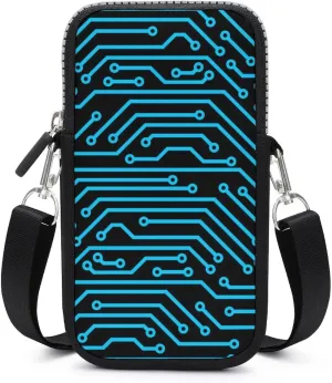 Circuit Board Women Crossbody Phone Purse Adjustable Strap Cell Phone Shoulder Bag Small Belt Bag