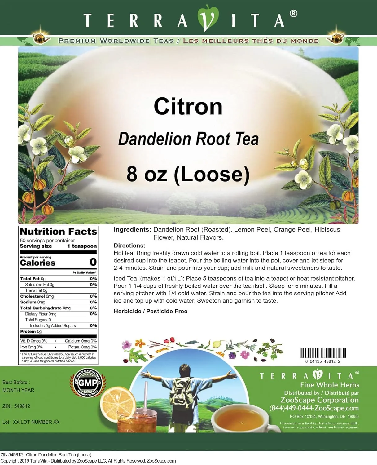 Citron Dandelion Root Tea (Loose) (8 oz, ZIN: 549812)