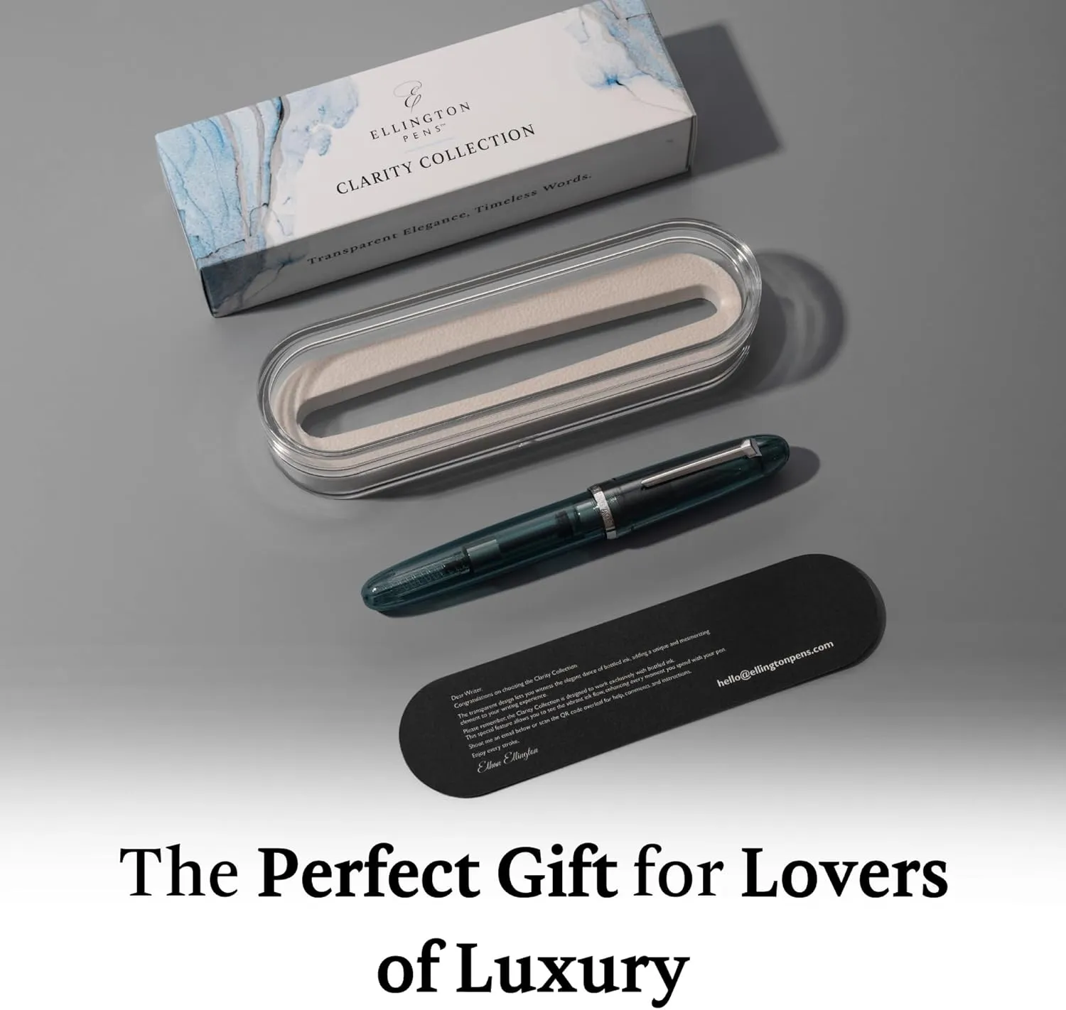 Clarity Transparent Fountain Pen Set – Available in 3 Nib Sizes and 4 Colors, Includes Ink Converter, Elegant Gift Box, – Premium Quality Writing Instrument, 1 Year International Warranty