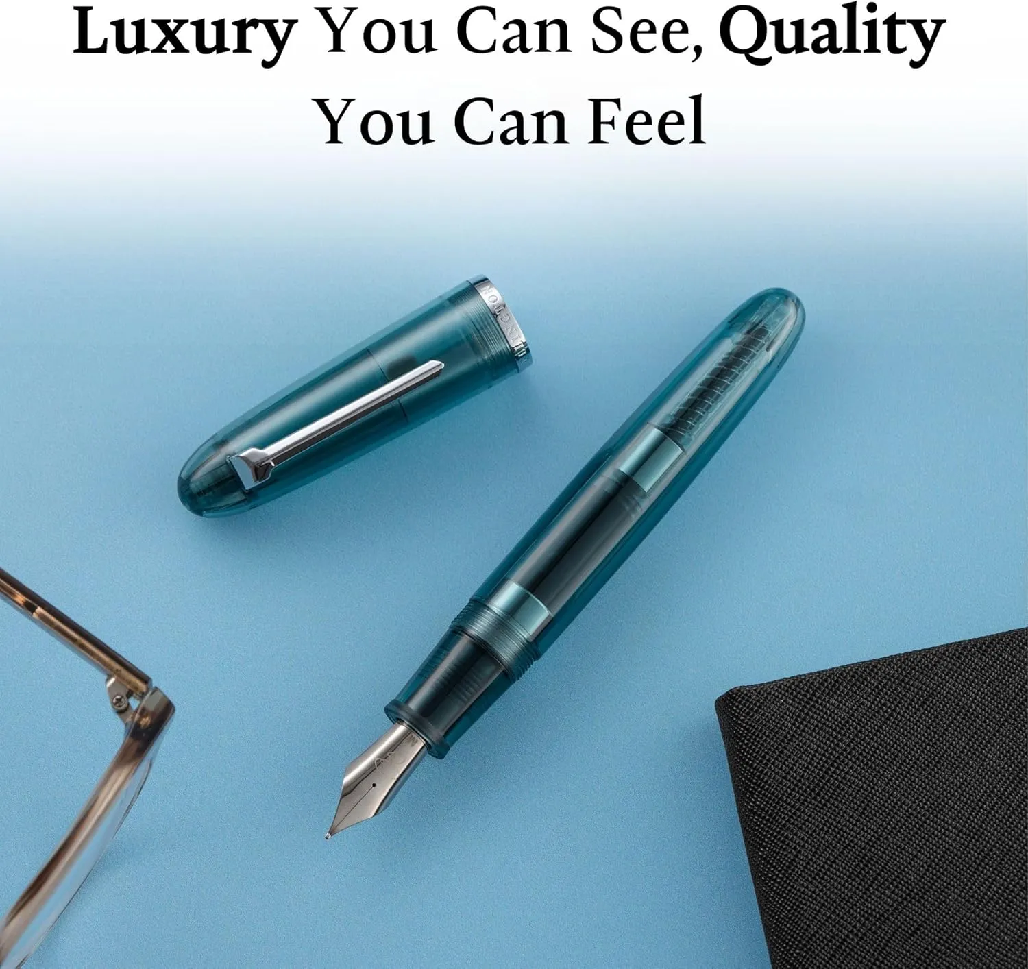 Clarity Transparent Fountain Pen Set – Available in 3 Nib Sizes and 4 Colors, Includes Ink Converter, Elegant Gift Box, – Premium Quality Writing Instrument, 1 Year International Warranty