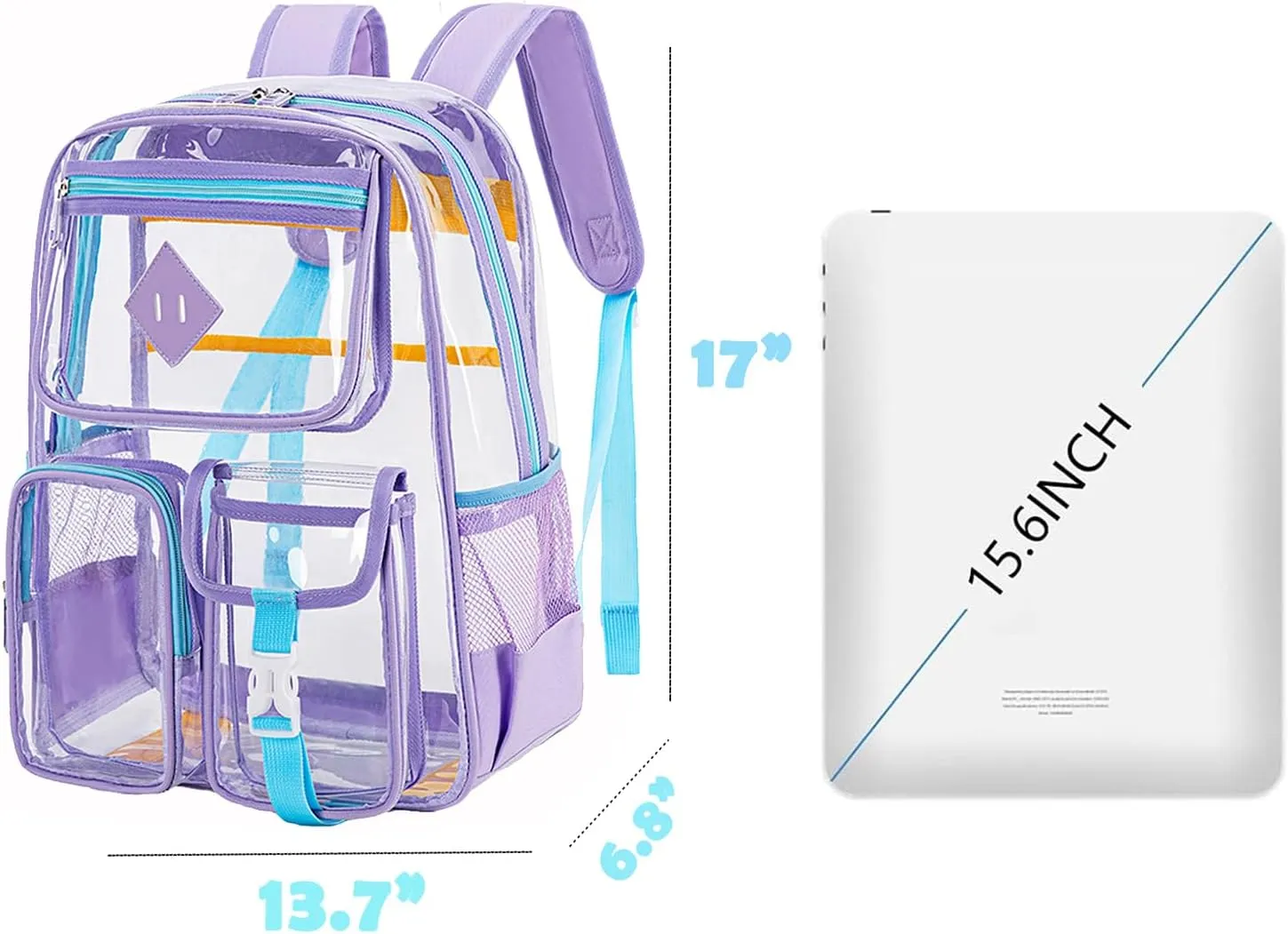Clear Backpack for Girls, Transparent Kids Backpack for School Stadium Approved, Heavy Duty See Through Bookbag for Women with Clear Bag