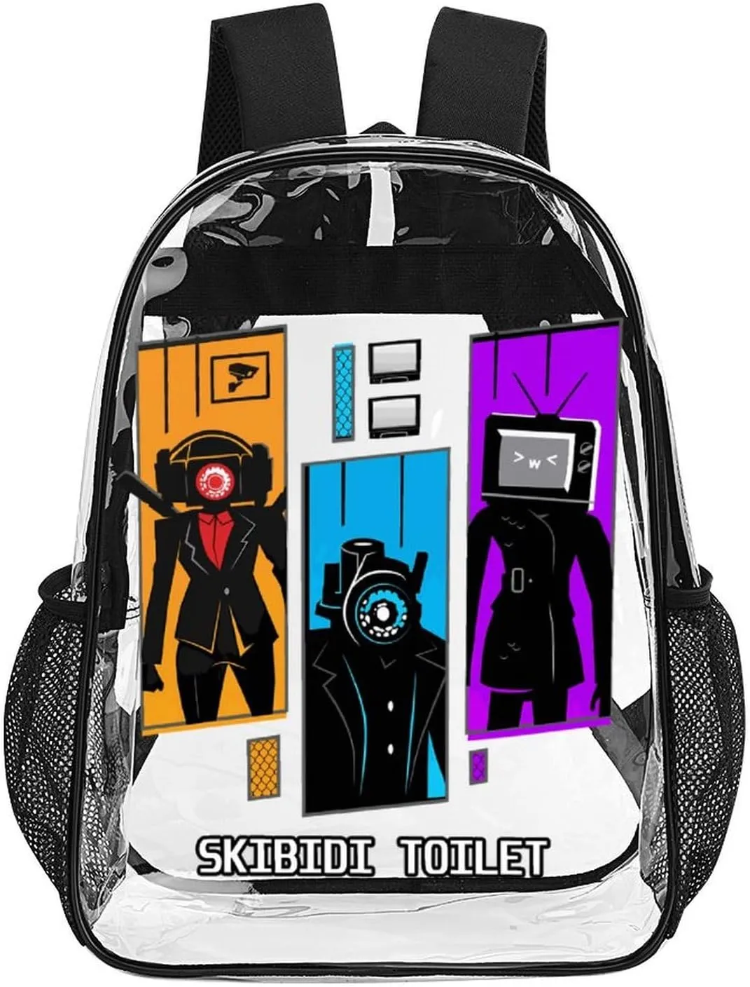 Clear Backpack Heavy Duty PVC Transparent Funny Toi-let Funny Toi-let Backpack 17"" Large Capacity See Through Bag for Travel, 43x32x13cm, Style-2