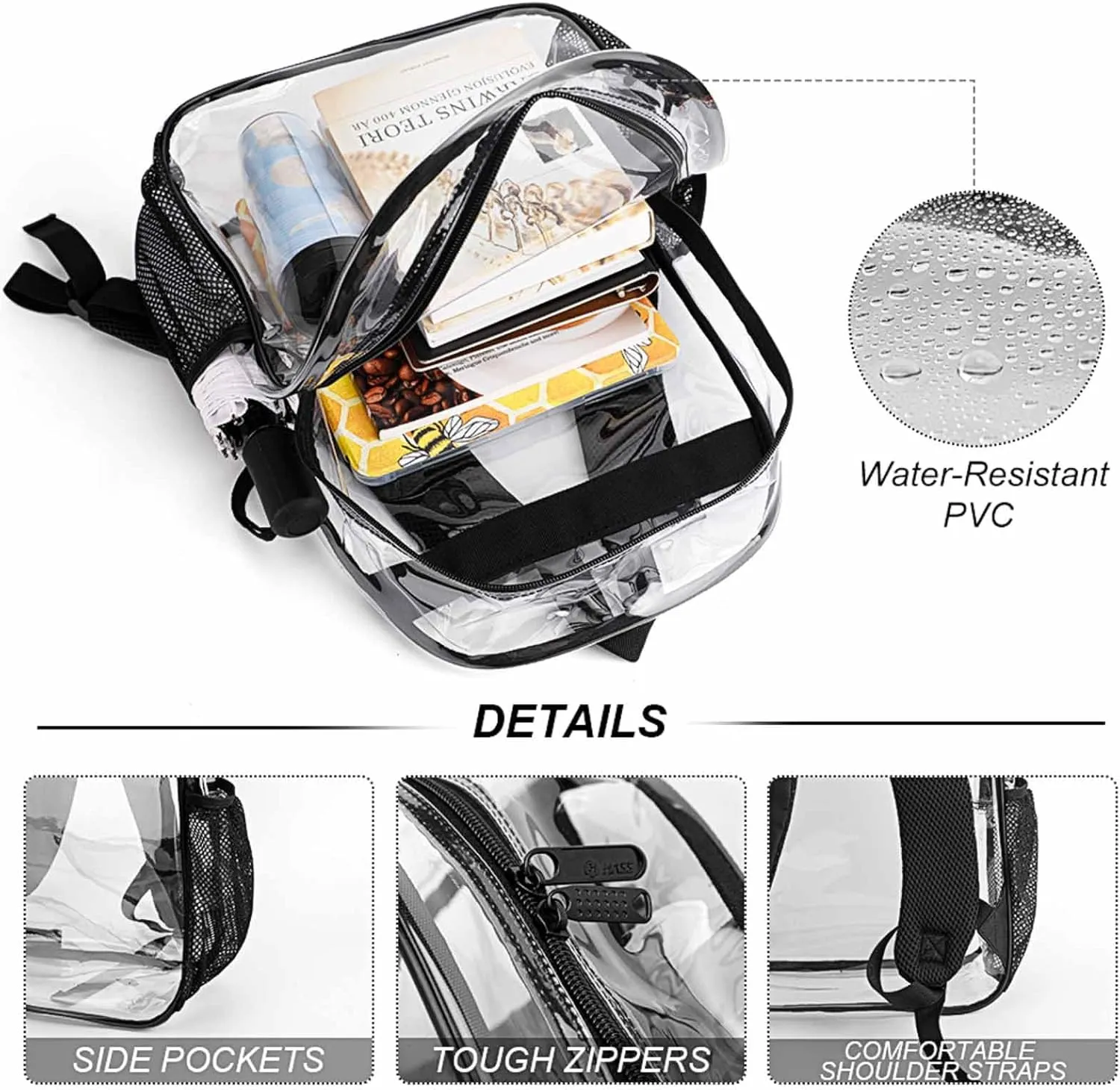 Clear Backpack Heavy Duty Redthorn Branche Thorns Horror 16 Inch for Stadium Events Concert Travel Work Sport Hiking Waterproof Sturdy Transparent Bag for Men Women