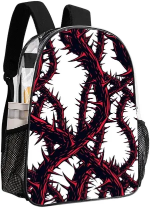 Clear Backpack Heavy Duty Redthorn Branche Thorns Horror 16 Inch for Stadium Events Concert Travel Work Sport Hiking Waterproof Sturdy Transparent Bag for Men Women