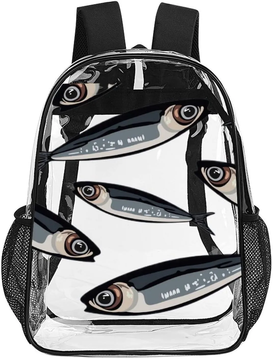 Clear Backpack Heavy Duty Summer Fish Tuna 16 Inch for Stadium Events Concert Travel Work Sport Hiking Waterproof Sturdy Transparent Bag for Men Women