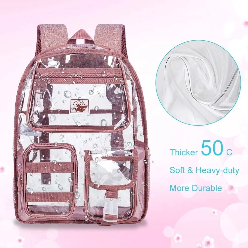 Clear Backpack, Heavy Duty Transparent Bookbag for Women and Men