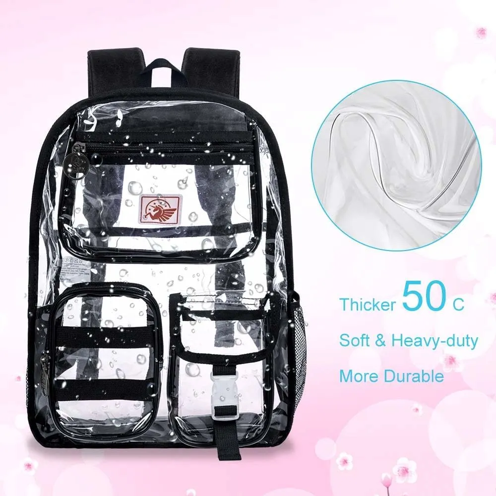 Clear Backpack, Heavy Duty Transparent Bookbag for Women and Men