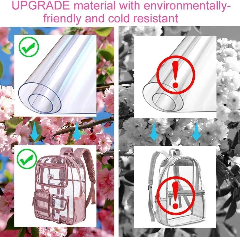 Clear Backpack, Heavy Duty Transparent Bookbag for Women and Men