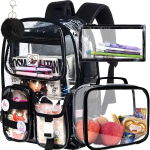 Clear Backpack, Heavy Duty Transparent Bookbag for Women and Men