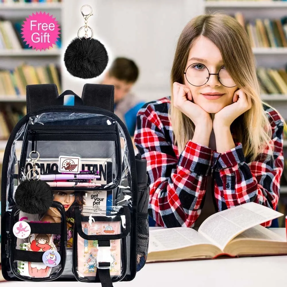 Clear Backpack, Heavy Duty Transparent Bookbag for Women and Men
