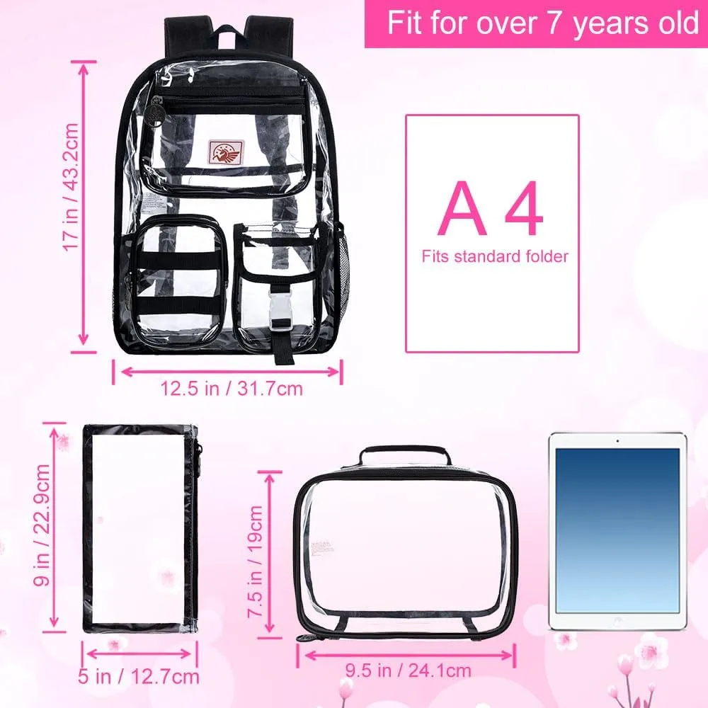 Clear Backpack, Heavy Duty Transparent Bookbag for Women and Men