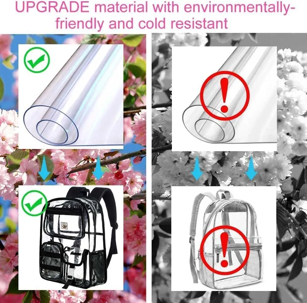 Clear Backpack, Heavy Duty Transparent Bookbag for Women and Men
