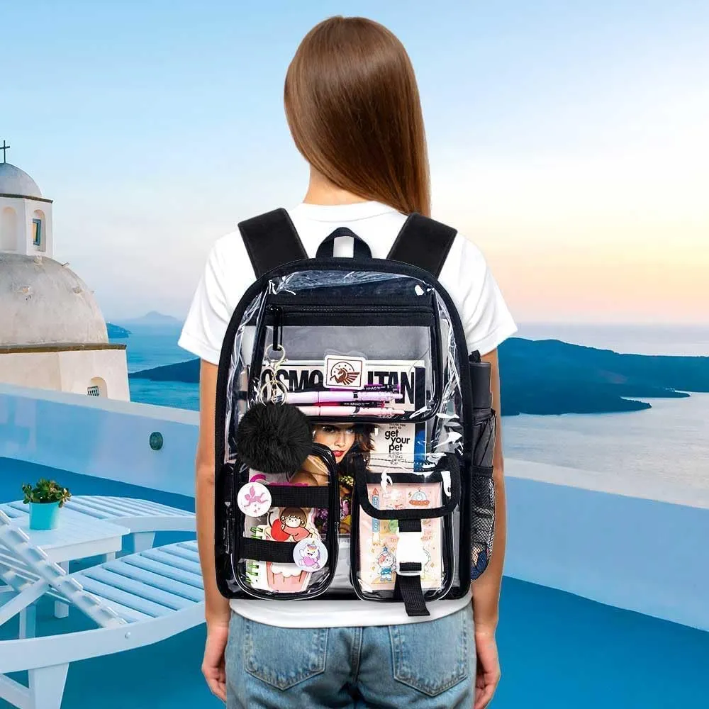 Clear Backpack, Heavy Duty Transparent Bookbag for Women and Men