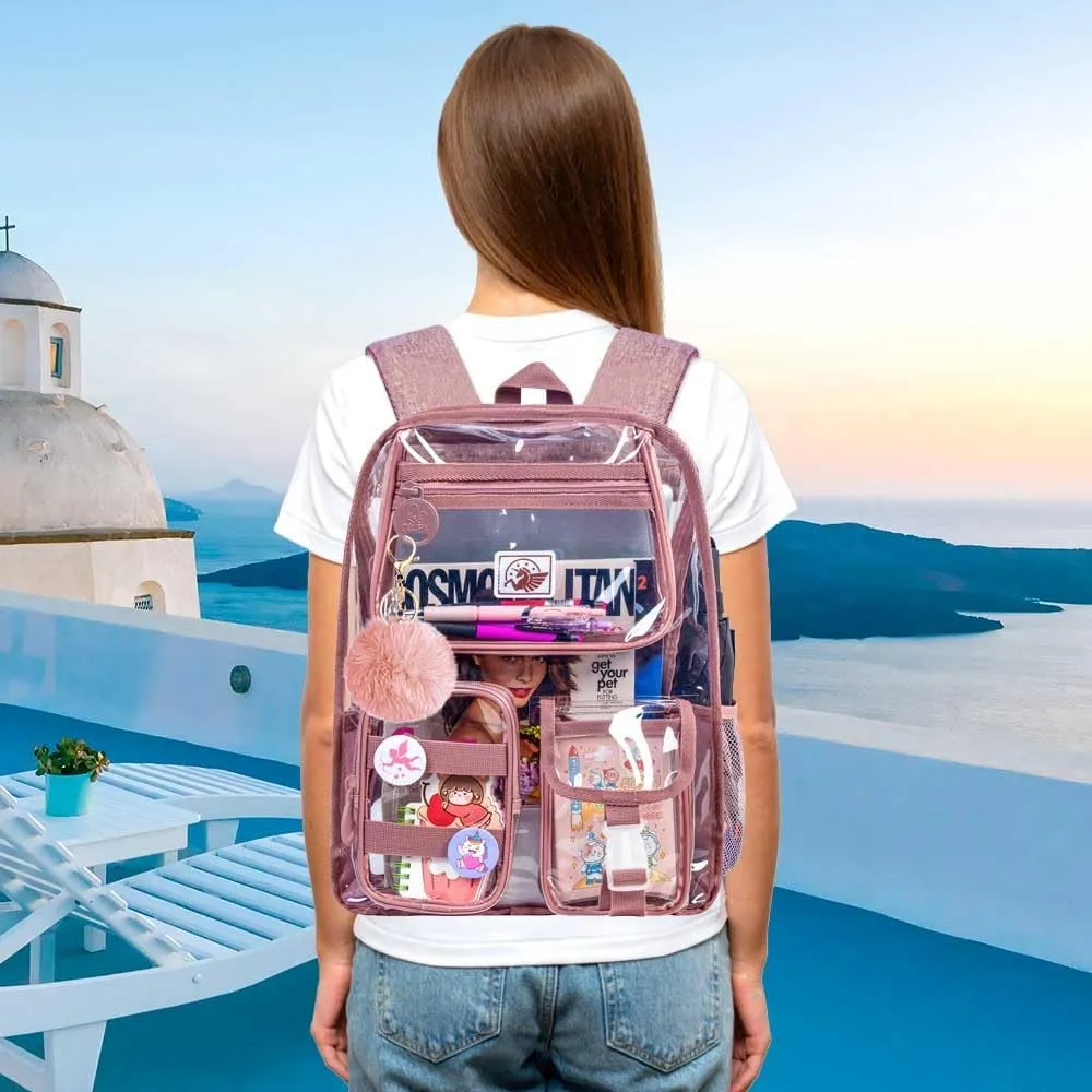 Clear Backpack, Heavy Duty Transparent Bookbag for Women and Men