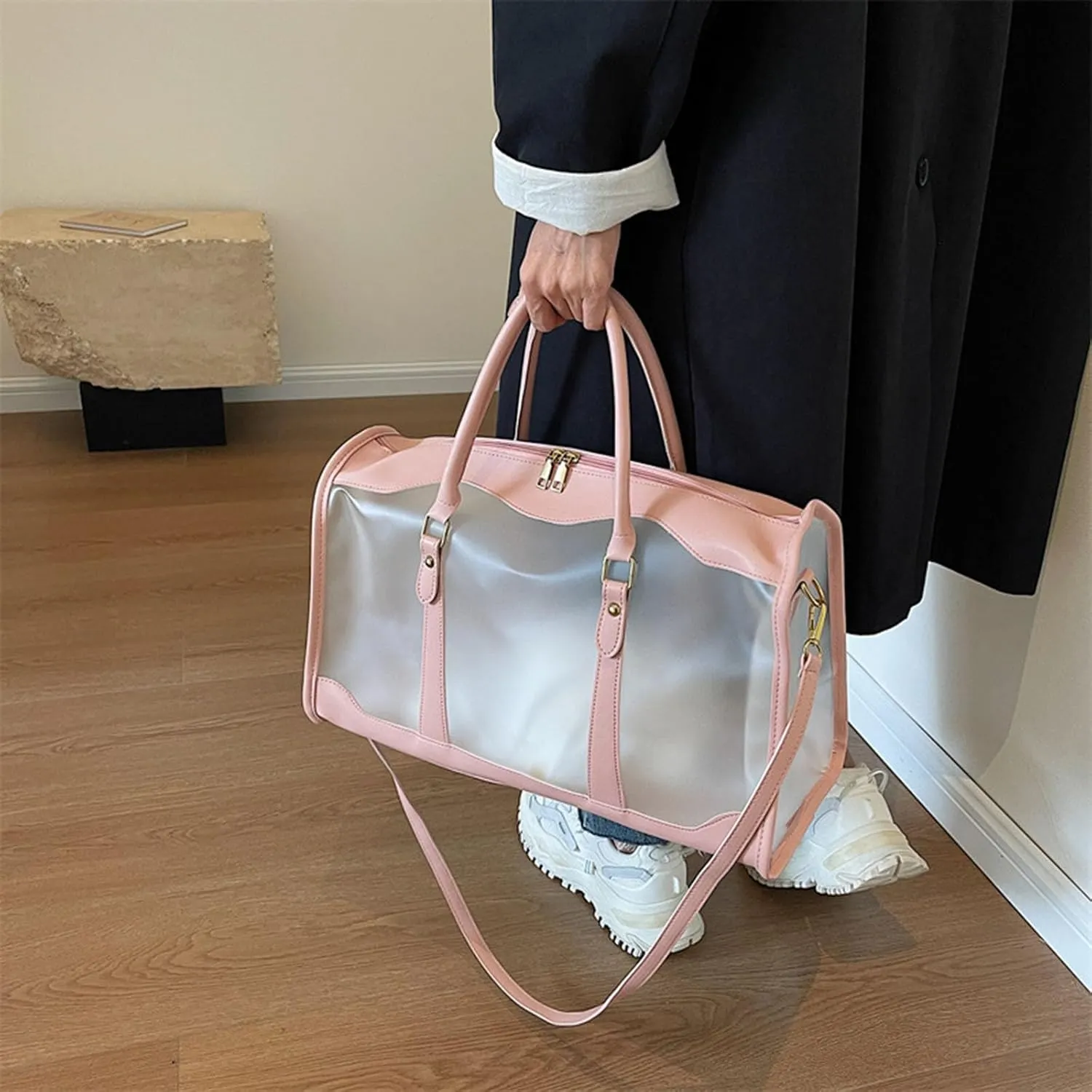 Clear Bag Clear Tote Bag Clear Gym Bag Large Heavy Duty Clear Duffel Bag With Adjustable Strap,For Concerts,Beach