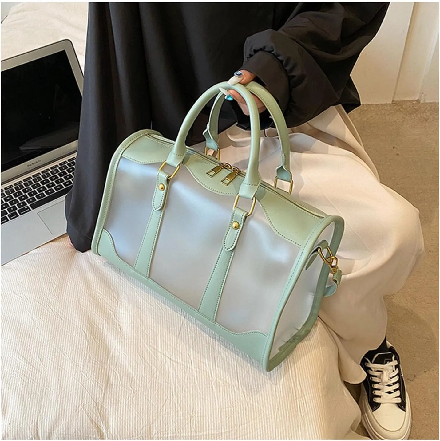 Clear Bag Clear Tote Bag Clear Gym Bag Large Heavy Duty Clear Duffel Bag With Adjustable Strap,For Concerts,Beach