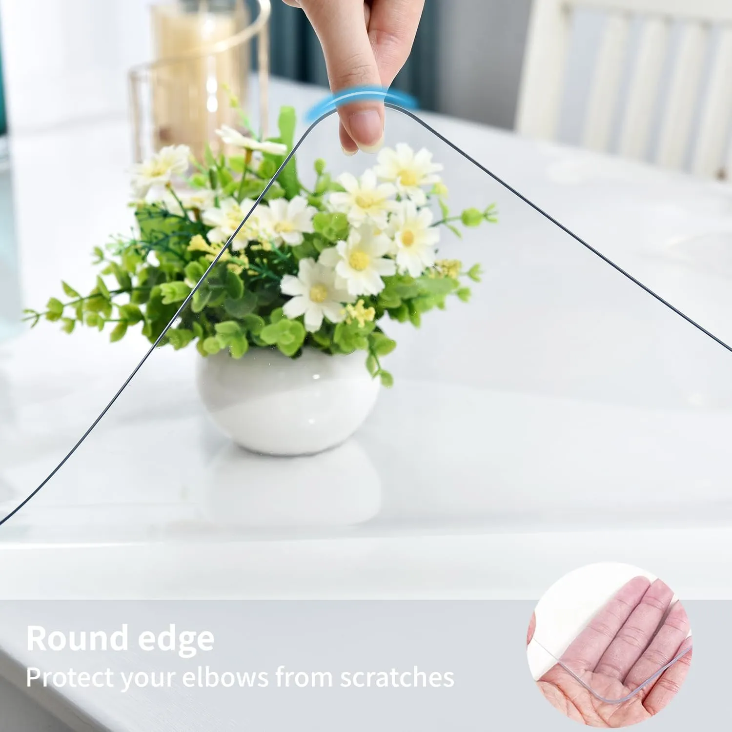 Clear Desk Mat, Non-Slip PVC Desk Protector Mat with Round Edge, Heat Resistant & Waterproof Clear Desk Writing Mat for Home and Office (35.4"*16.9")
