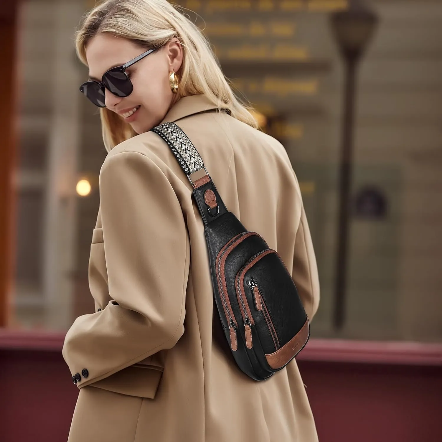 CLUCI Crossbody Bags for Women - Sling Backpack Travel Bag in Leather