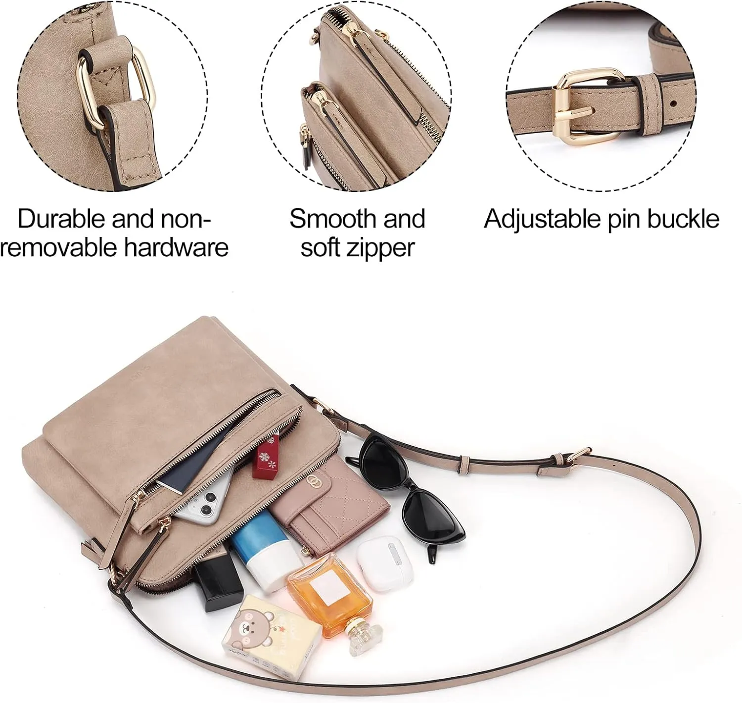 CLUCI Crossbody Purse for Women Multi Pockets Bag Vegan Leather Small Shoulder Handbags Summer Travel Designer Vintage Ladies