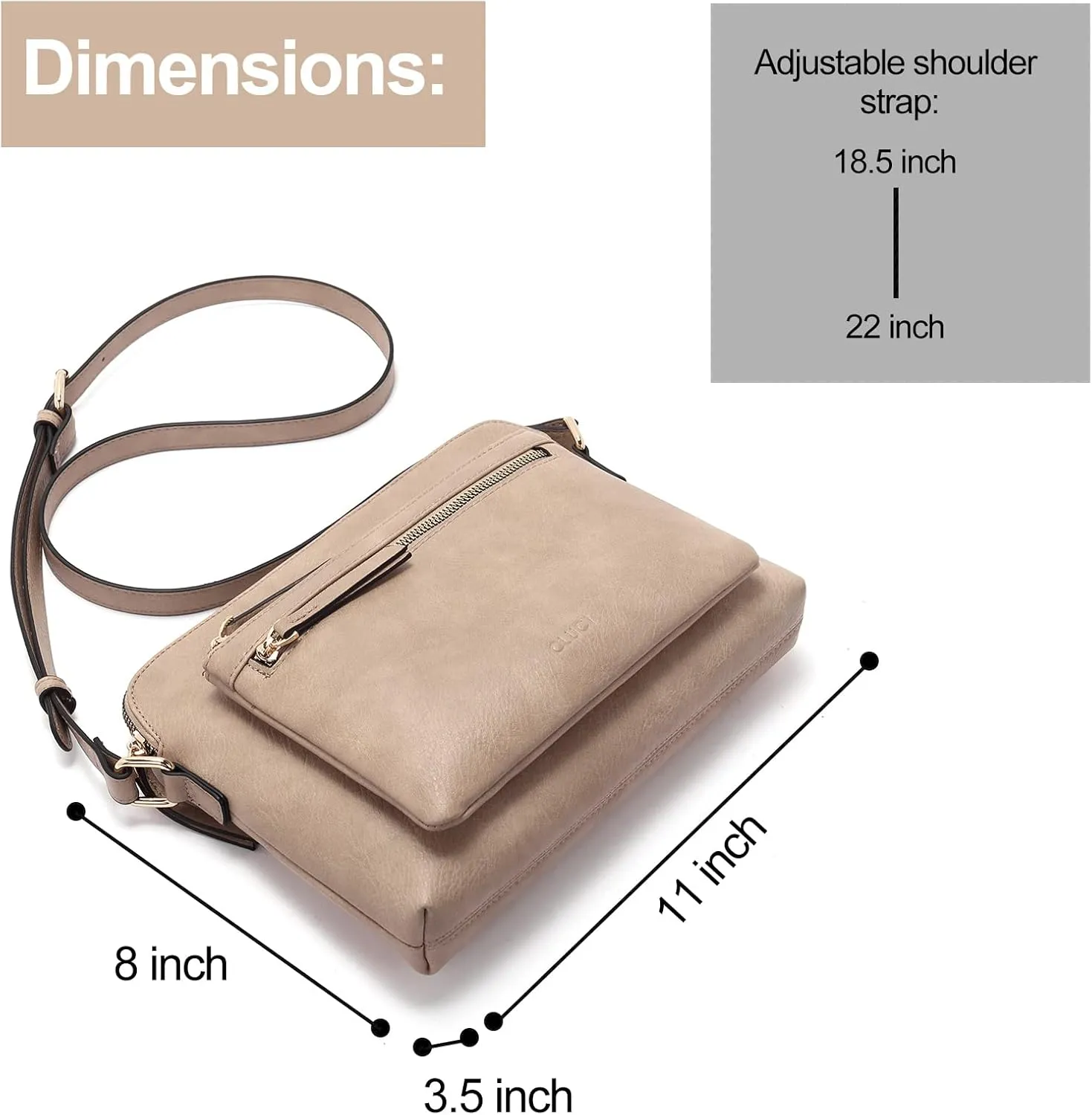 CLUCI Crossbody Purse for Women Multi Pockets Bag Vegan Leather Small Shoulder Handbags Summer Travel Designer Vintage Ladies