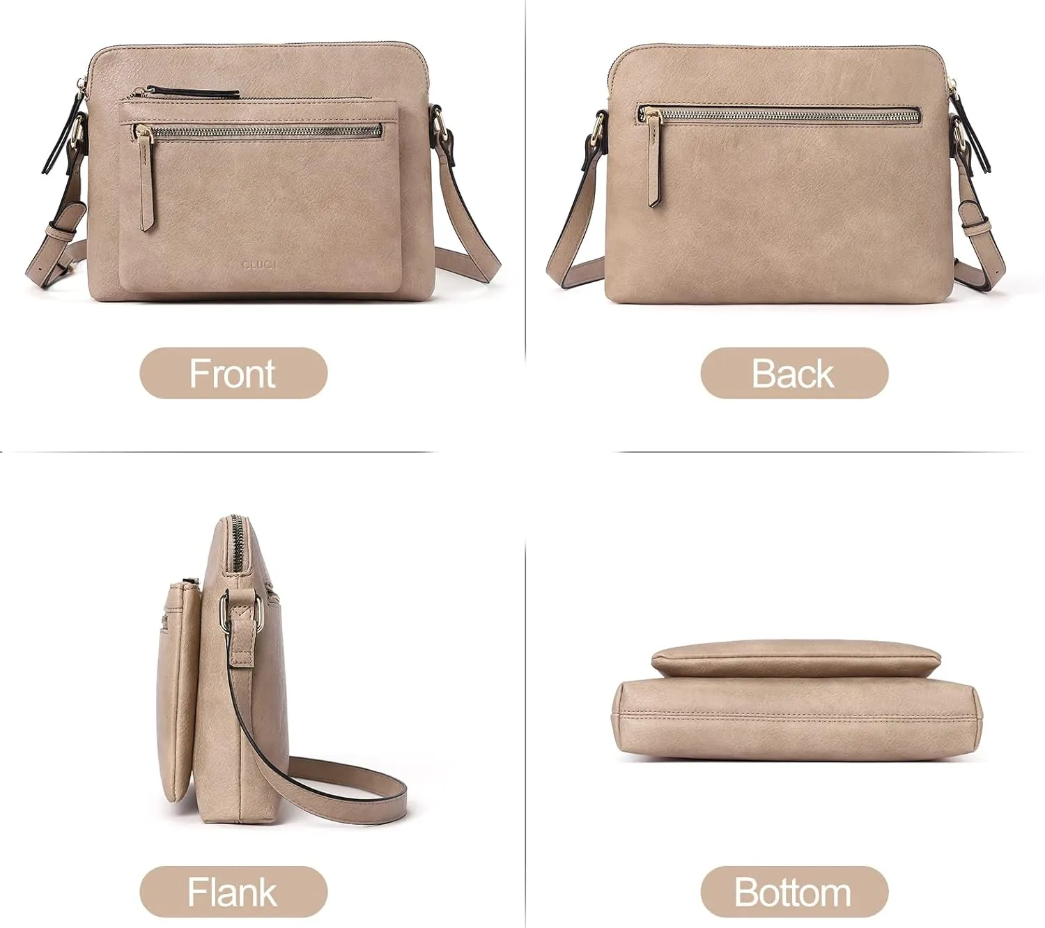 CLUCI Crossbody Purse for Women Multi Pockets Bag Vegan Leather Small Shoulder Handbags Summer Travel Designer Vintage Ladies