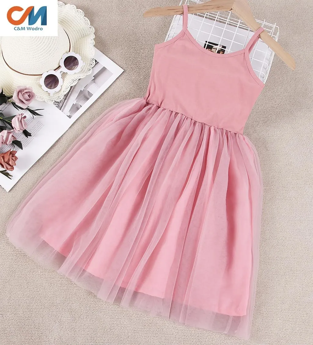 CM C&M WODRO Toddler Baby Girl Halter Tutu Dress Kid Summer Sleeveless Tulle Sundress Playwear Cute Princess Birthday Dress